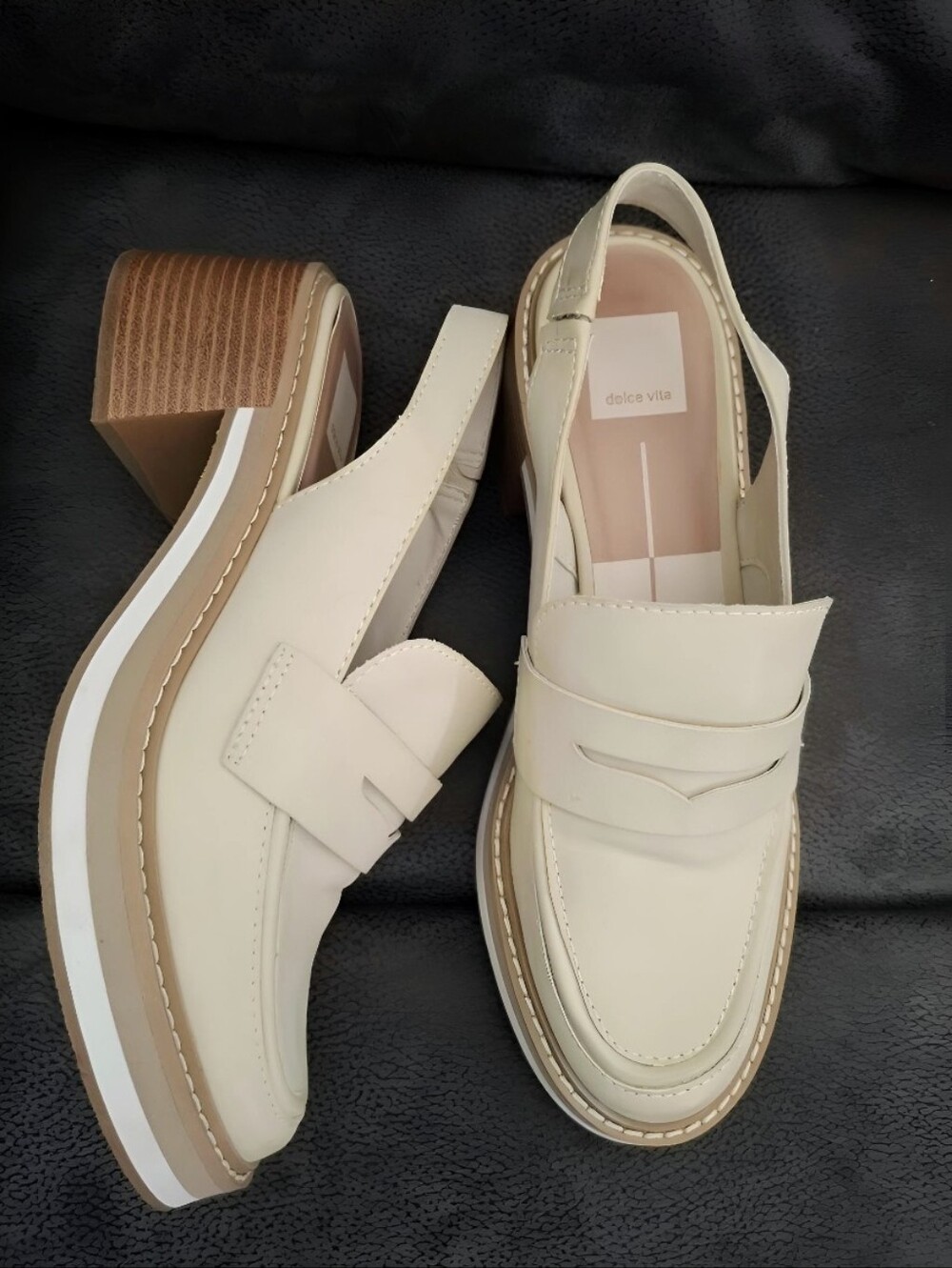 ❌️ MARKDOWN!!! Dolce Vita Hardi Slingback LEATHER Loafers In Chalk/Off-White